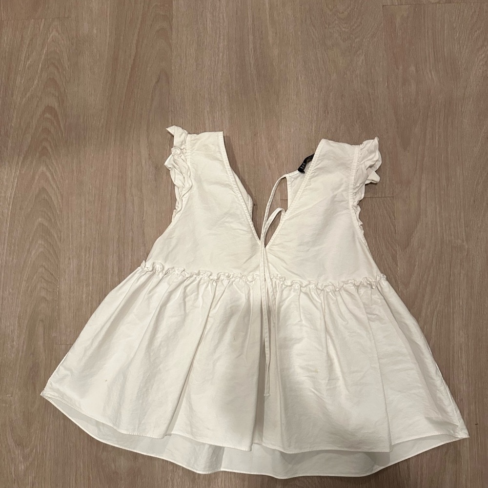 Zara White Ruffled Tank - Picture 5 of 6
